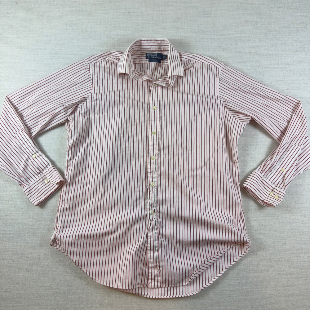 Polo Ralph Lauren Regent Classic Fit Red White Striped Dress Shirt 16 34/35